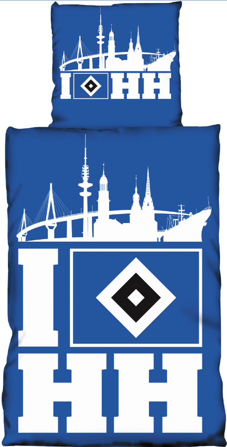 Hamburger SV Bettwäsche Set 'Strahlen' - 100% Baumwolle Mit HSV Logo, 135x200cm + 80x80cm