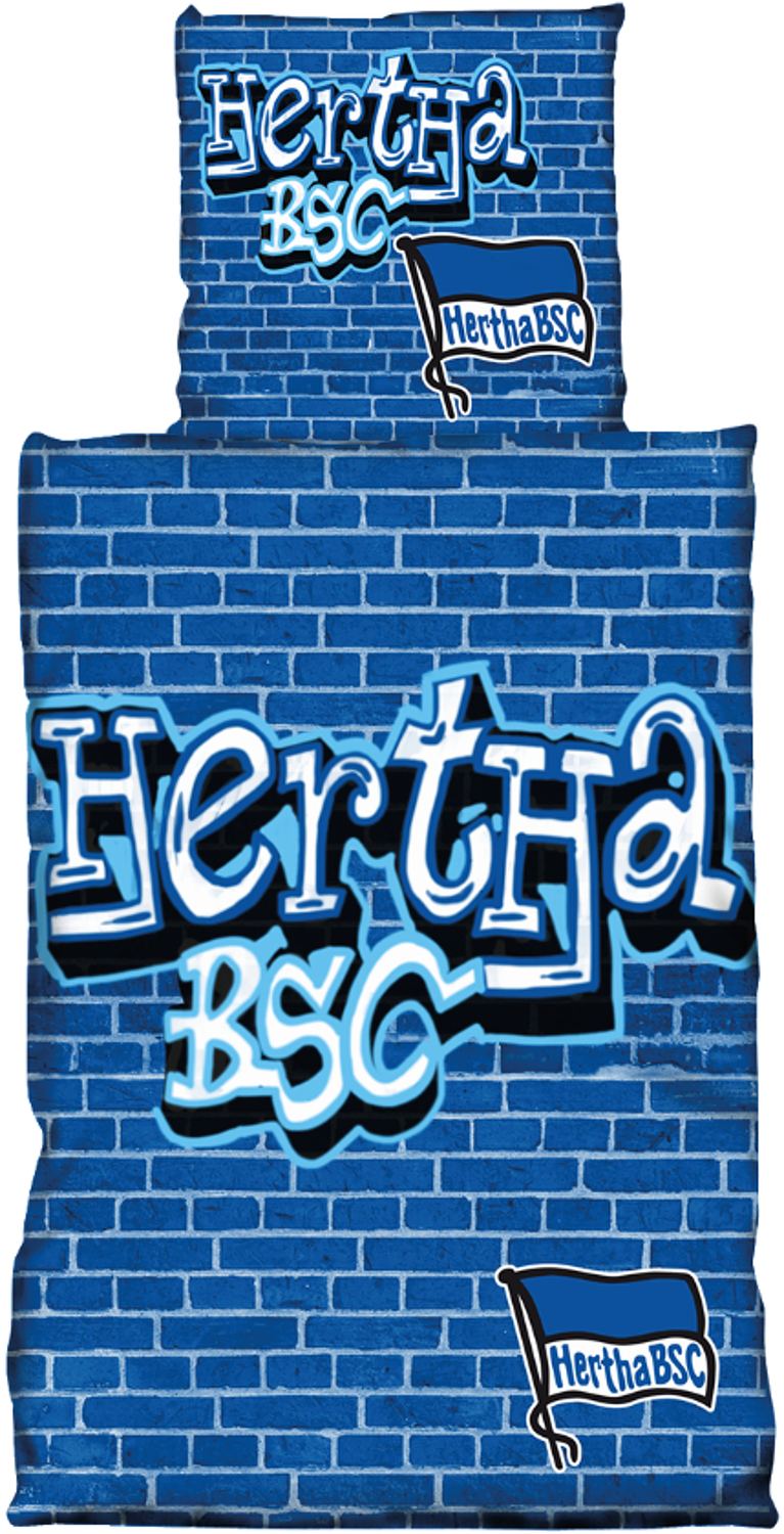 Hertha BSC Bettwäsche Blau-Weiß - 135x200cm 80x80cm 100% Baumwolle