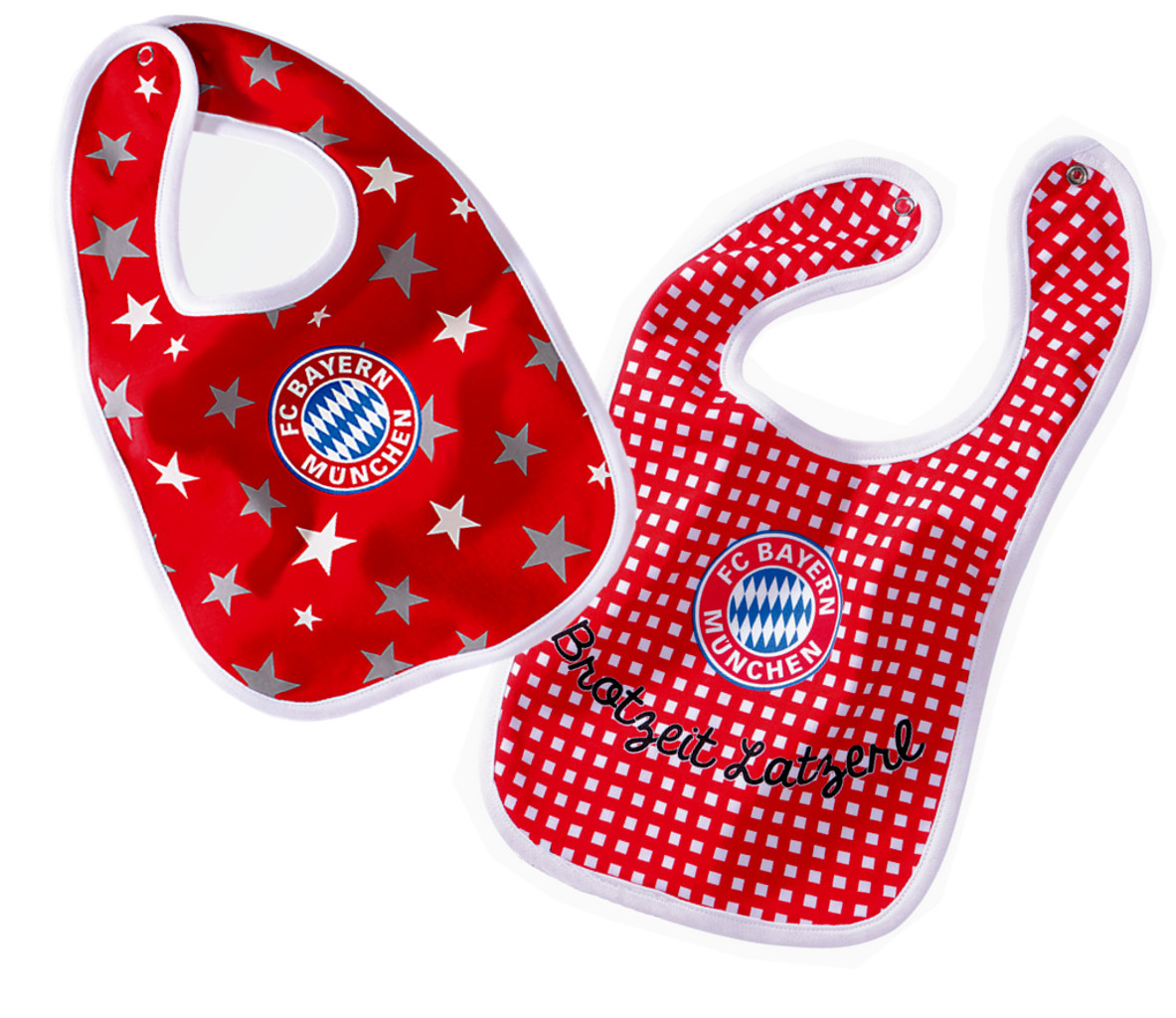 FC Bayern München Baby Lätzchen 2er Set, Karo/ Sterne